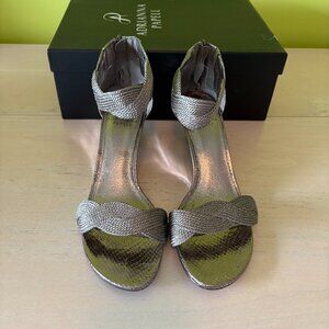 Gunmetal wedge-heel sandals